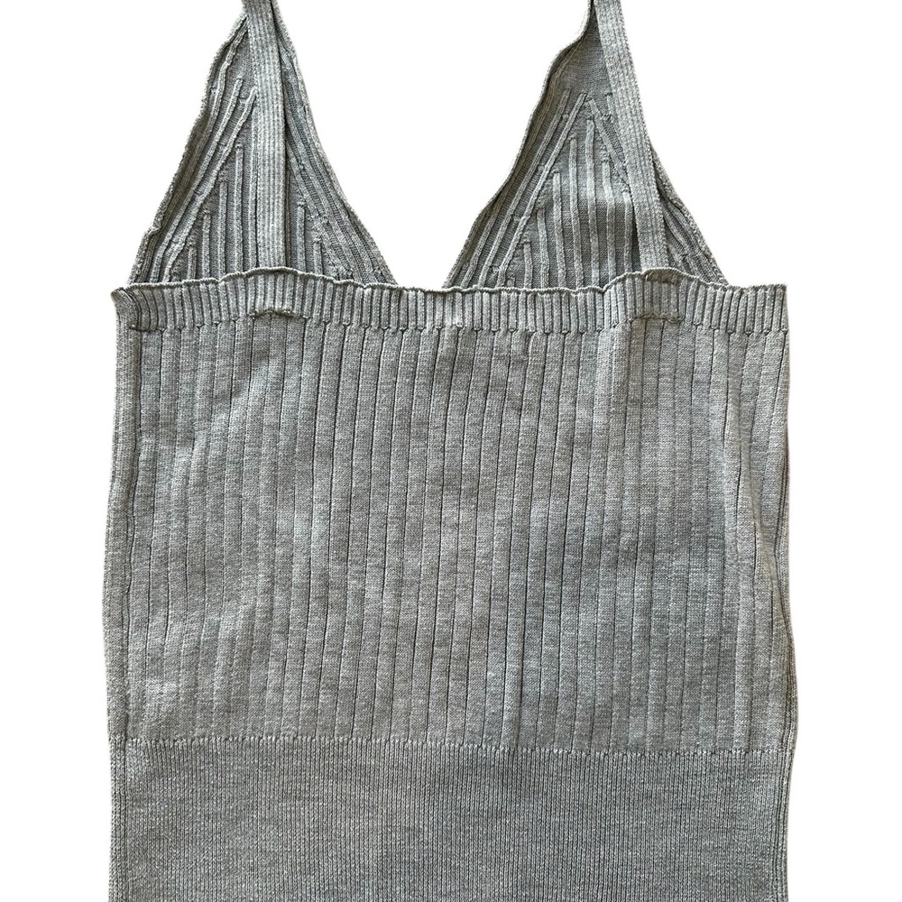 Gray Ribbed Knit Tank Top - Picture 2 of 3
